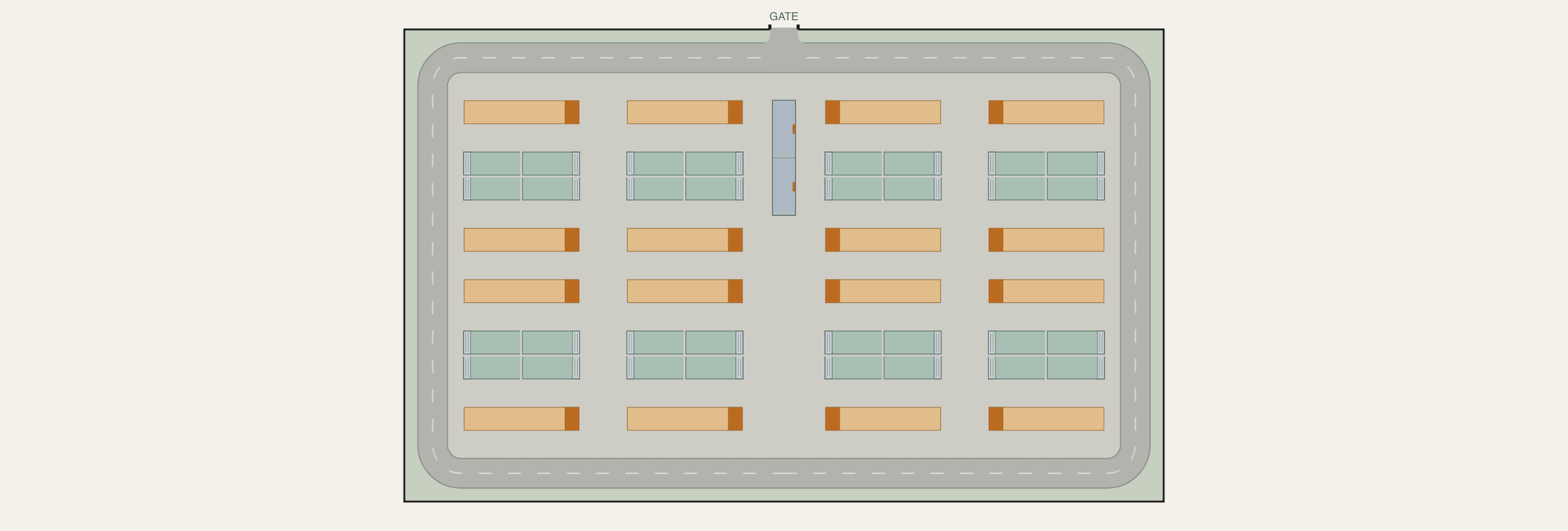 100 MW / 200 MWh BESS site layout — 32 DC blocks on 0.96 acres